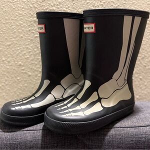 Hunter Kids Black Skeleton Rain Boots